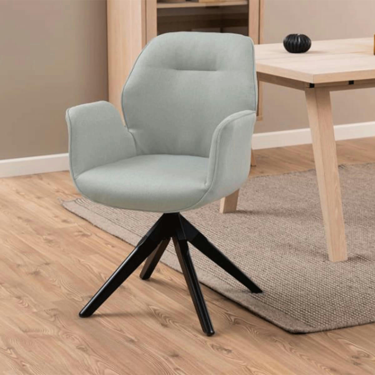 AURORE - Chaise moderne avec accoudoirs en tissu gris