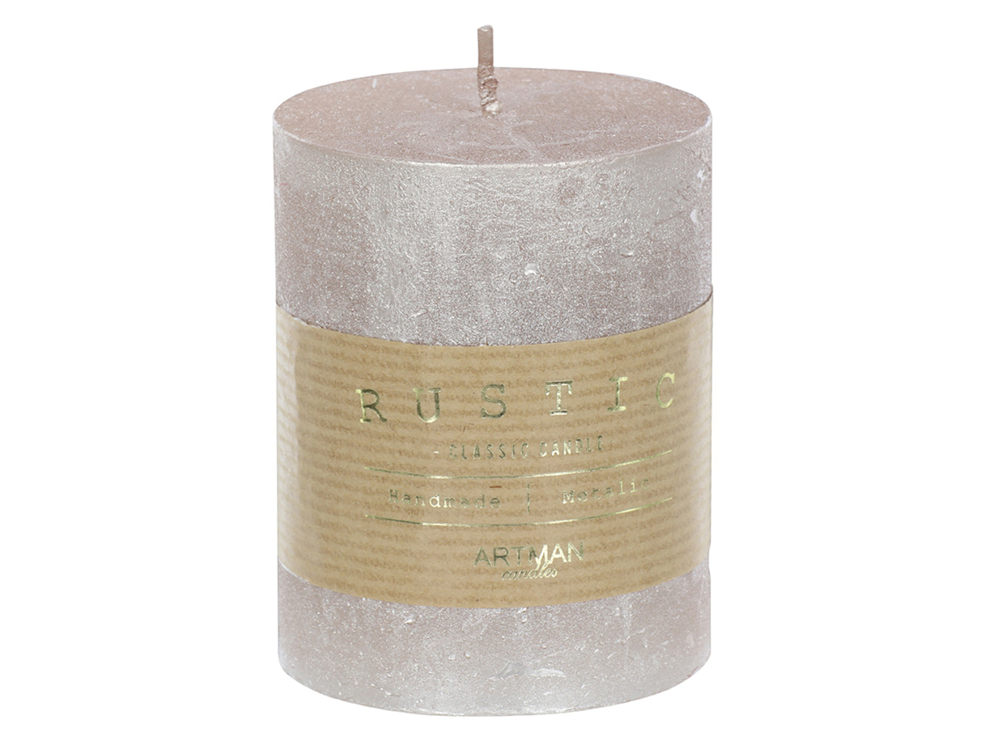 Świeca Rustic Metallic 9 cm różowa