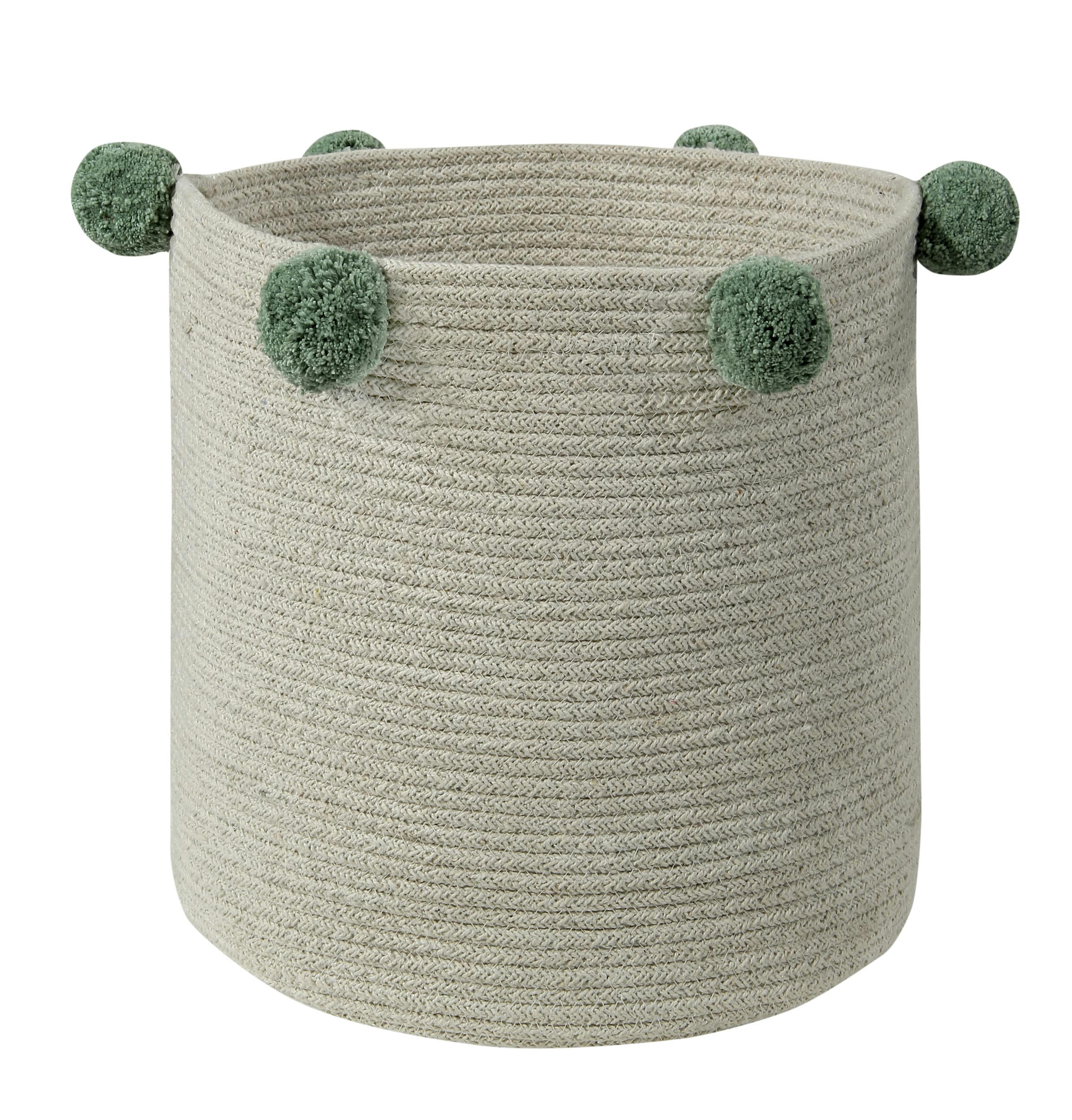 BUBBLY - Panier en coton beige et vert 30xØ30