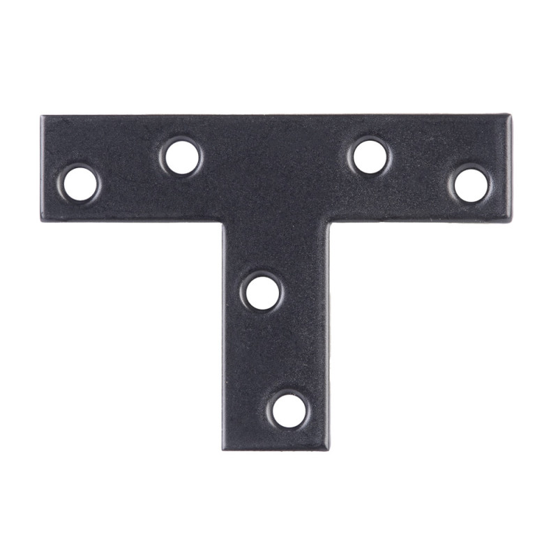 Plaque d'assemblage T en acier noire 70 x 50 x 16 mm ALBERTS
