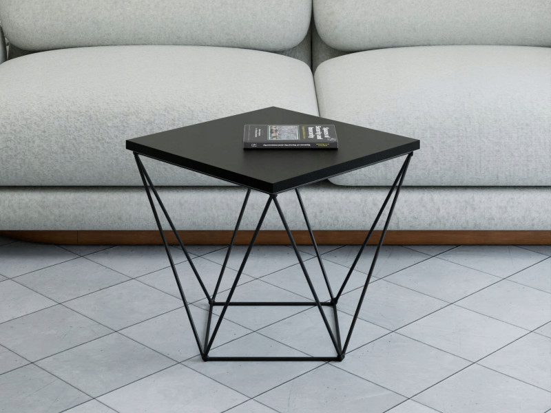 Stolik Kawowy Druciany Kwadratowy Loft Industrial Czarny Czarny MiniPearl