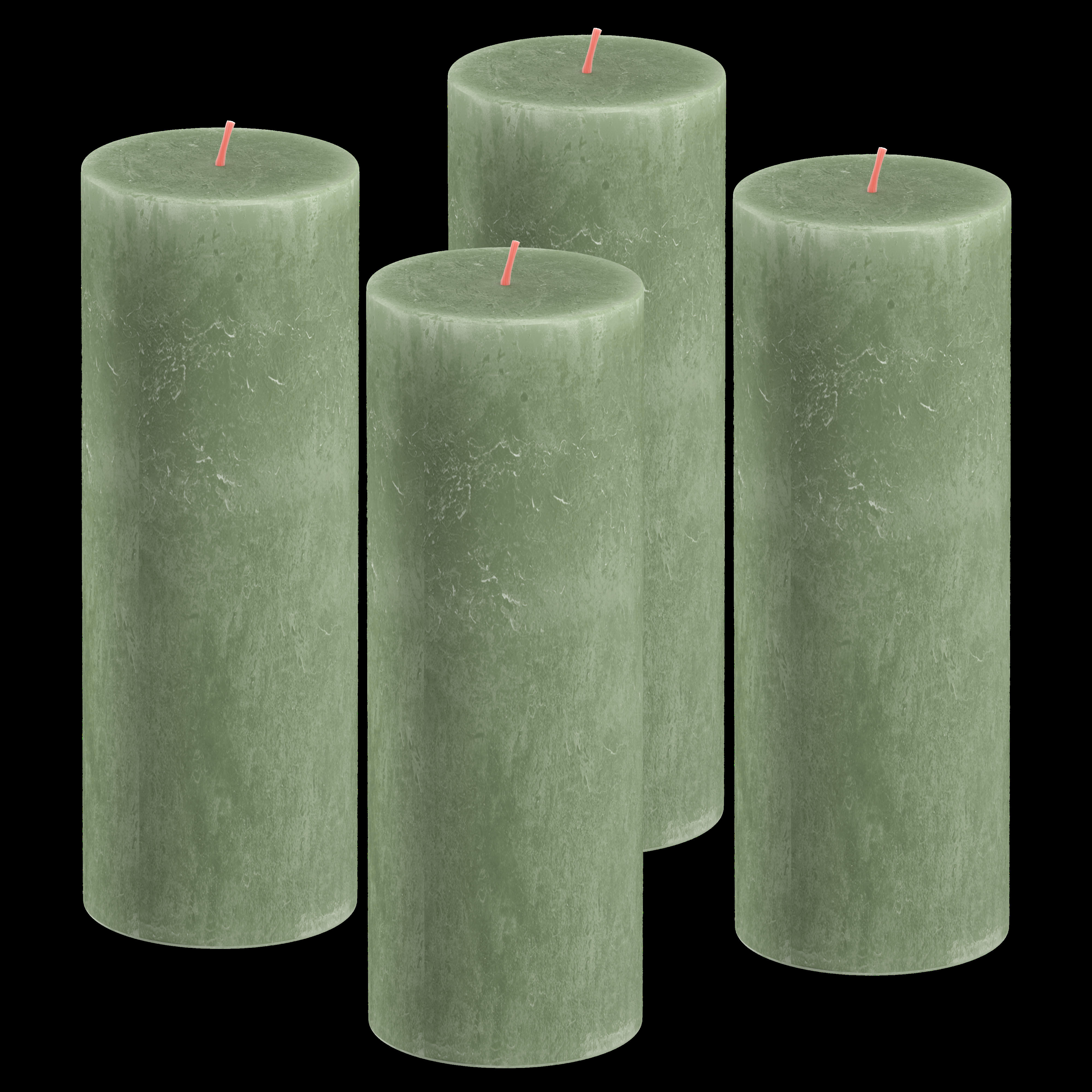- Lot De 4 Bougies, Vert, 19 Cm