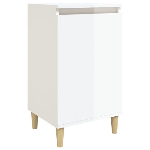 NNEVL Bedside Cabinet High Gloss White 40x35x70 cm Engineered Wood
