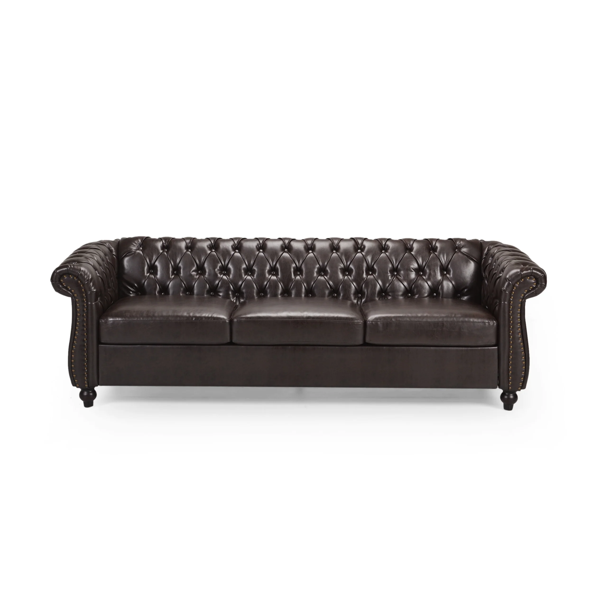 Parksley Tufted Chesterfield Faux Leather Sofa by Christopher Knight Home
