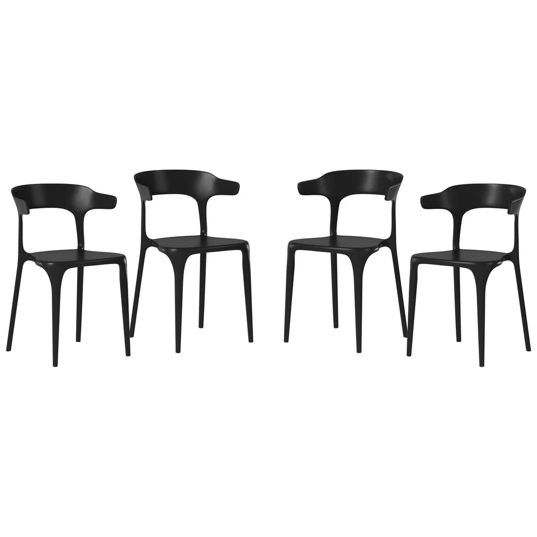 Frond and Form Outdoor Patio Modern Stacking Dining Side Chair (Set of 4)