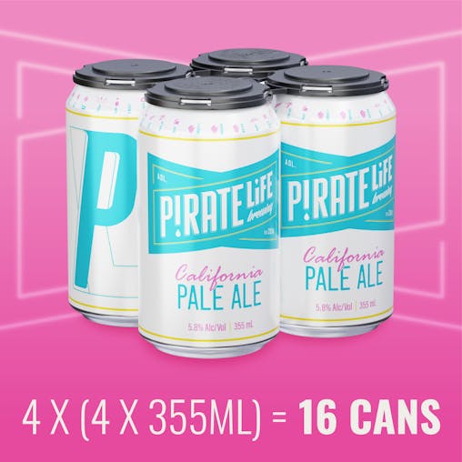 Pirate Life California Pale Ale, West Coast Style Pale Ale, Classic Australian Beer, 5.8% ABV, 355mL (Case of 16 Cans)