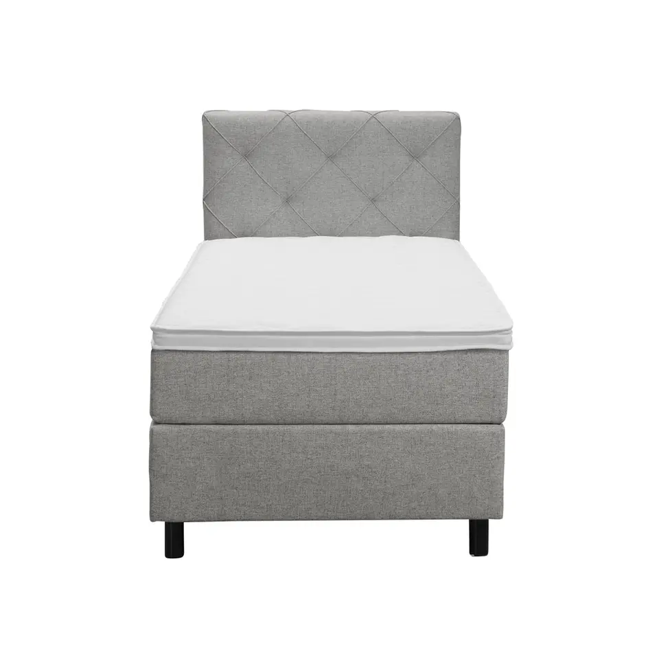 Boxspring Liv geruit - lichtgrijs - 90x200 cm - ronde poot