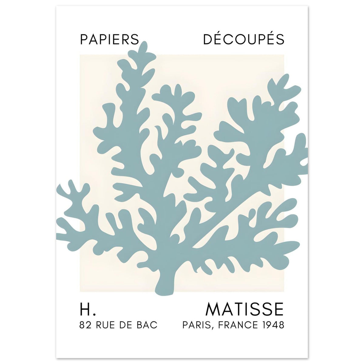 Artfulprints Poster Matisse – Aqua bloom turquoise  - 50x70 cm - Turquoise