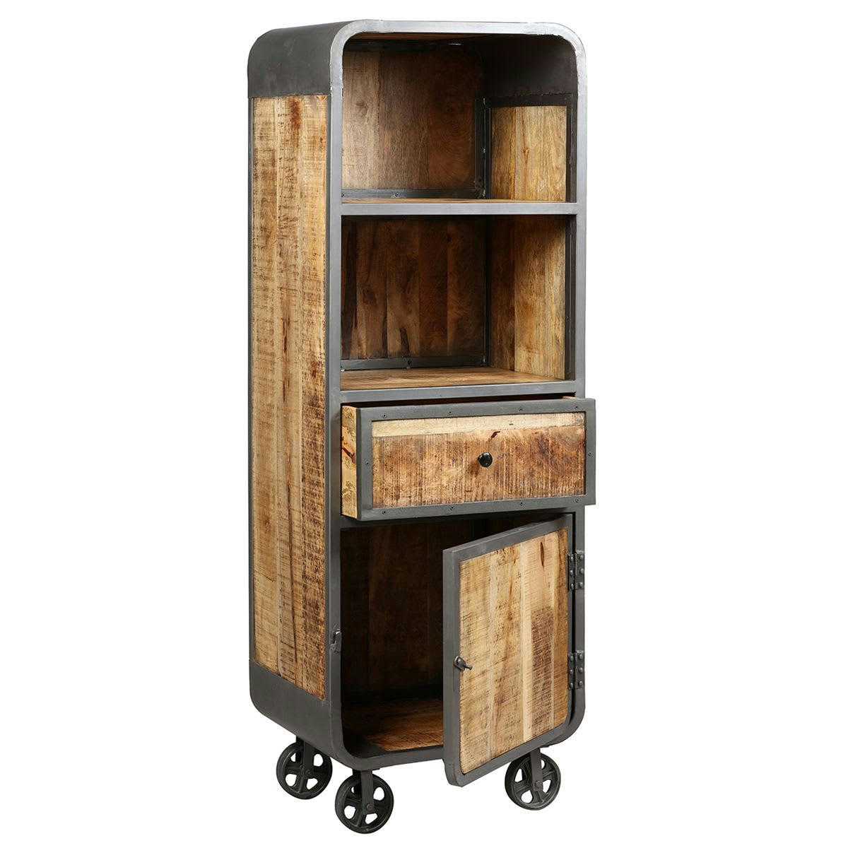 EDWIN - Etagère  multi-rangements acier et bois massif