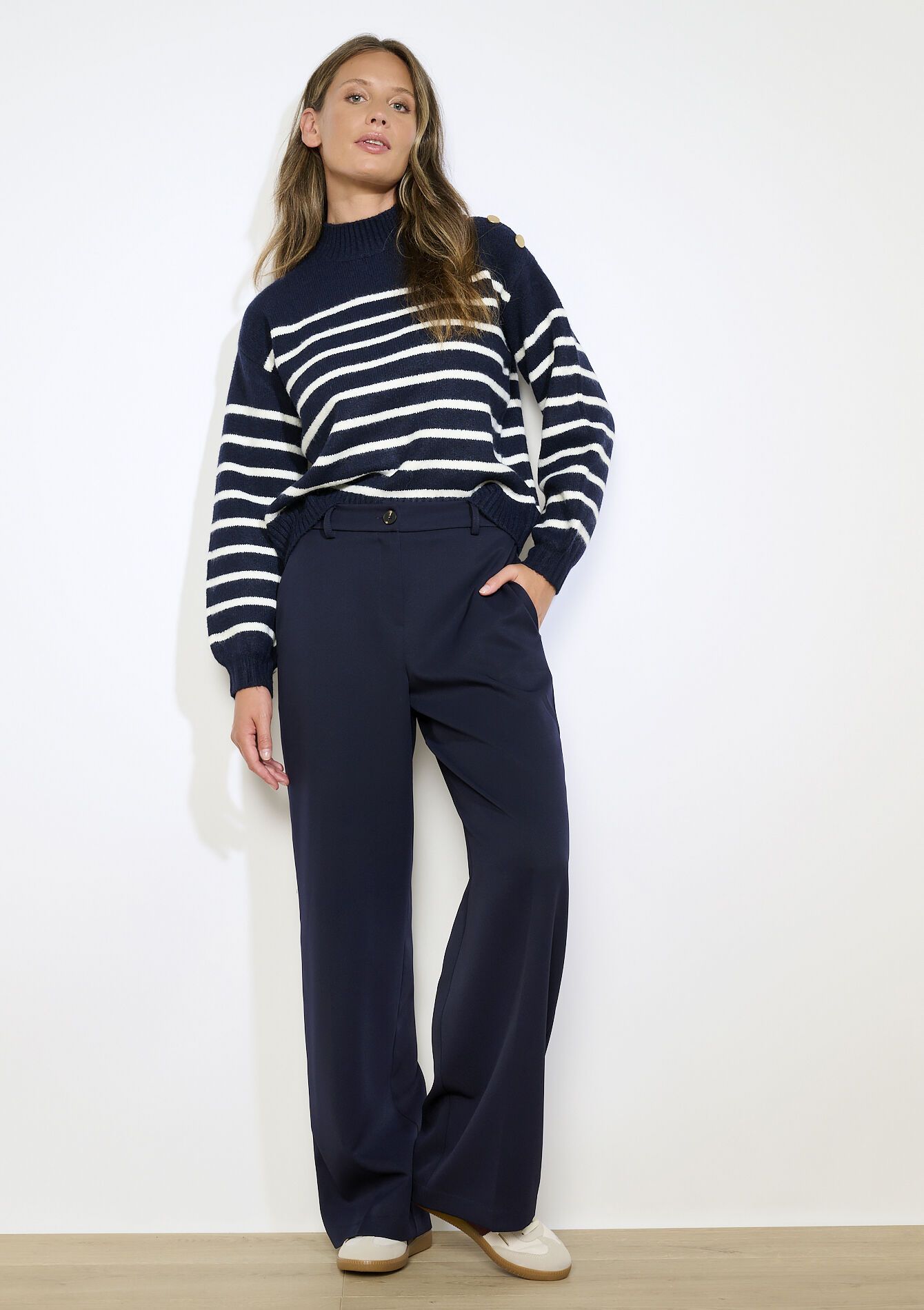 Wijde broek in twill