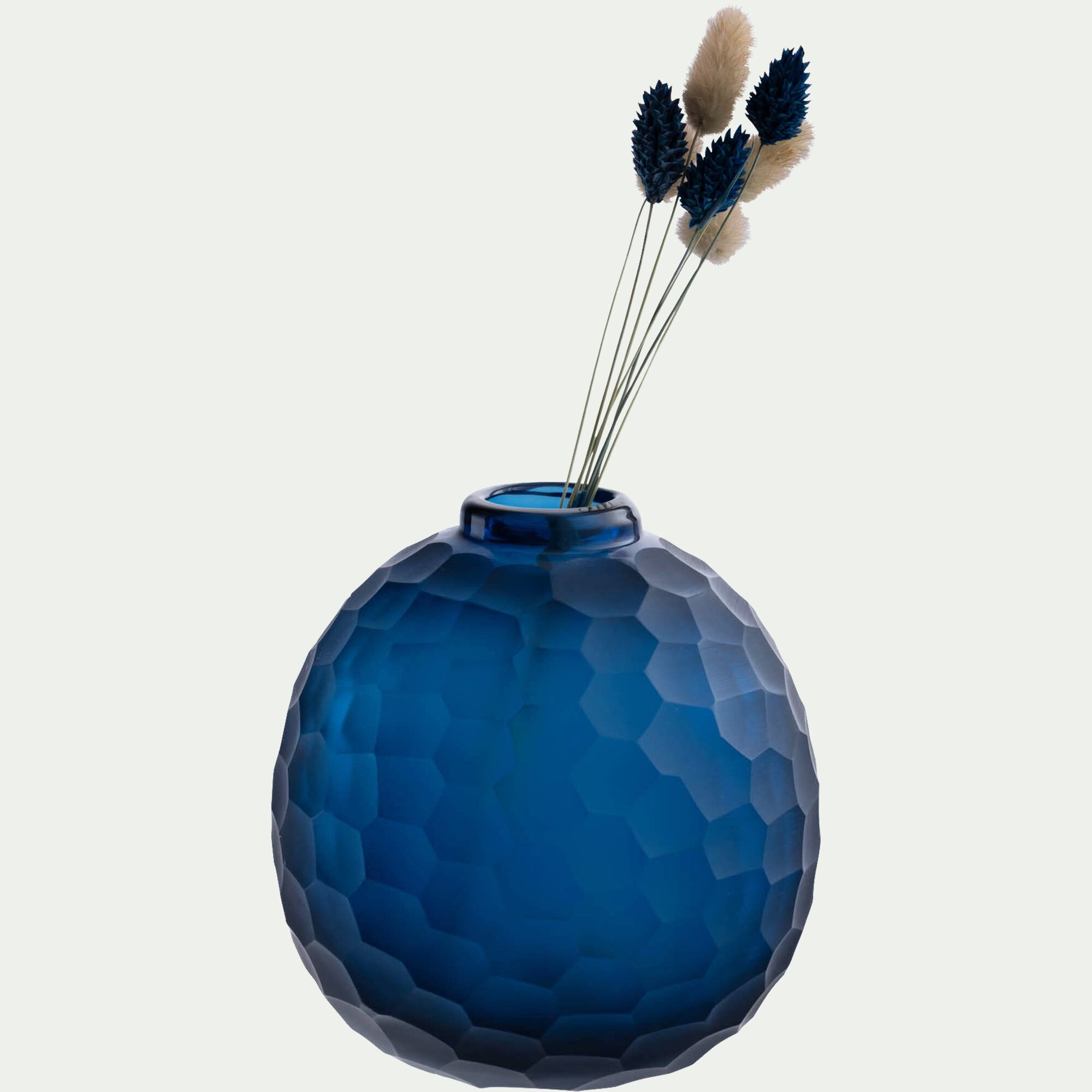 CHALON - Vase boule en verre sodocalcique H15,5cm - bleu