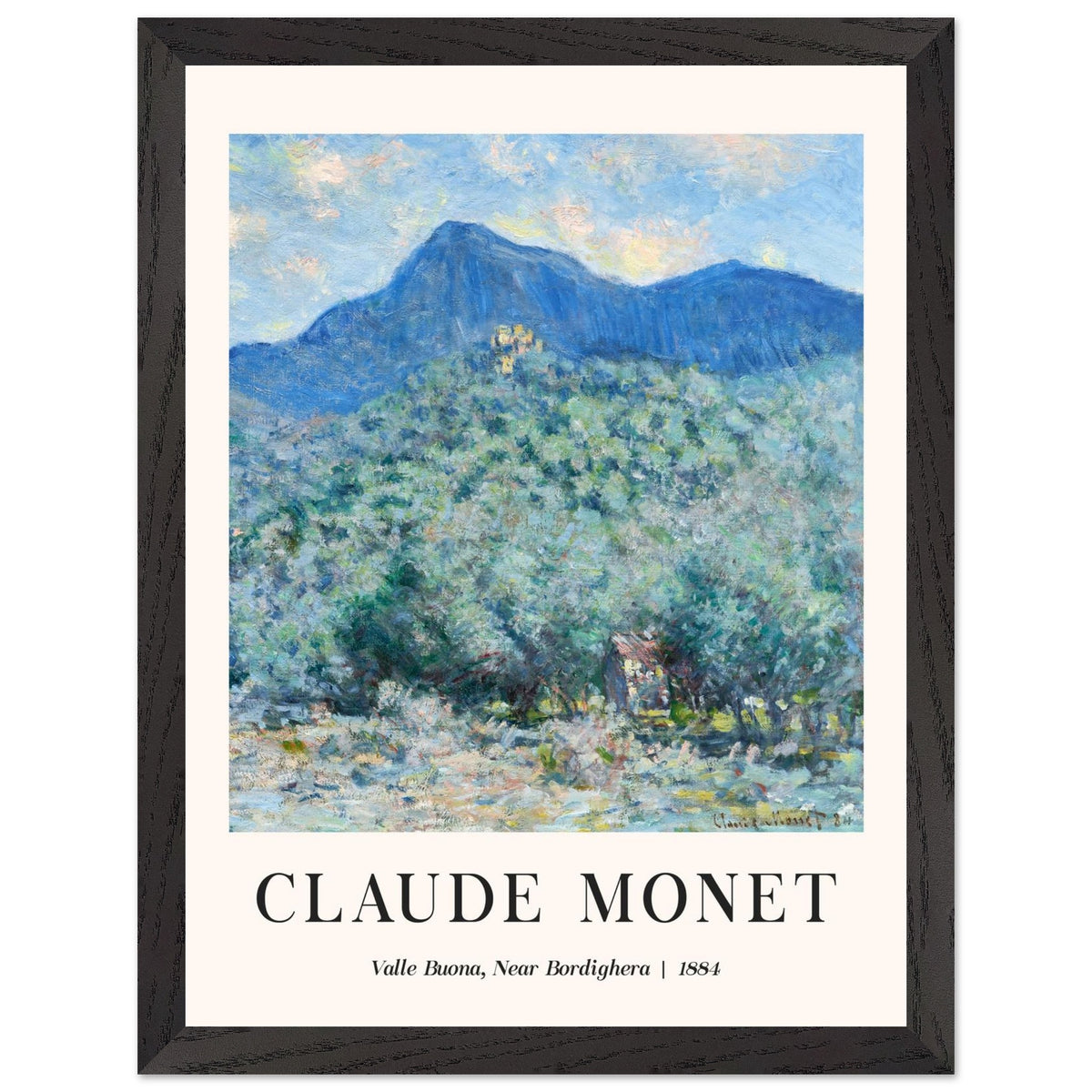 Artfulprints Poster met Lijst Claude Monet - Valle Buona, near Bordighera  - 30x40 cm - Blauw
