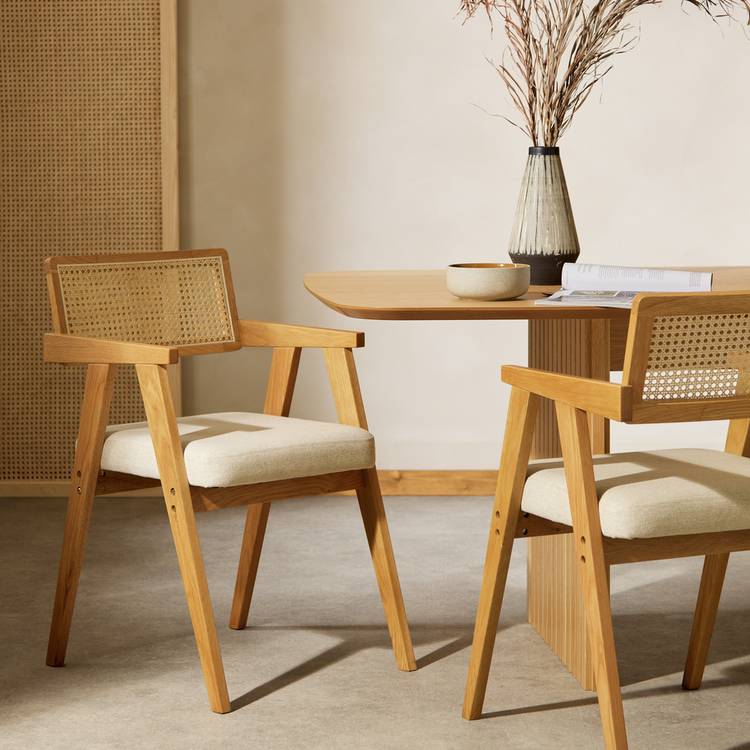Habitat Cedric Pair of Solid Wood Dining Chairs - Light wood