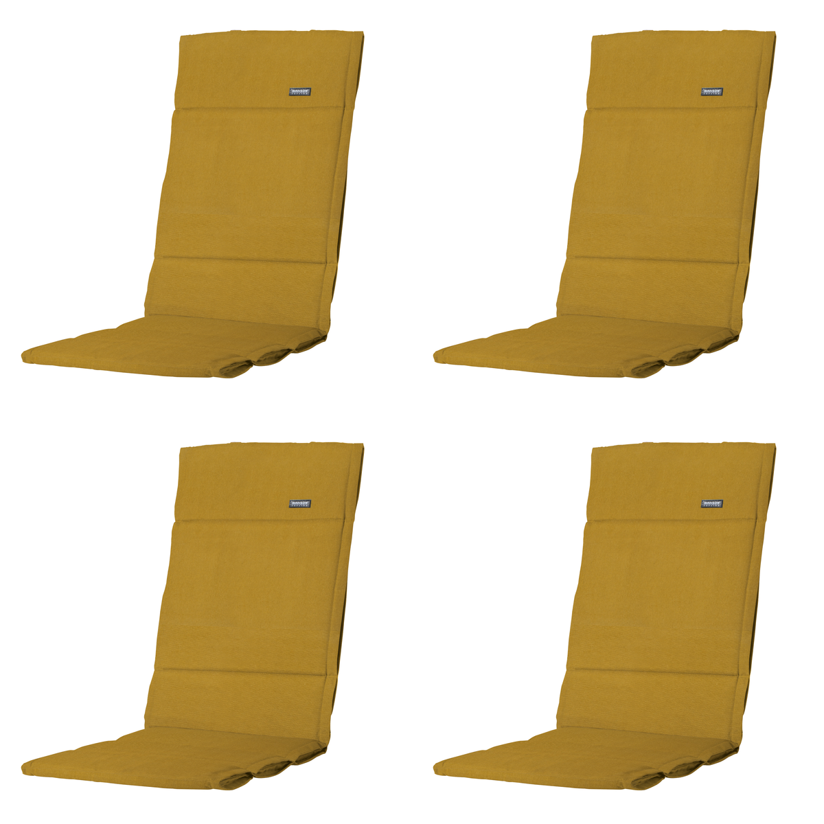 Madison tuintstoelkussen hoge rug Panama - geel - 125x50x3cm - set van 4