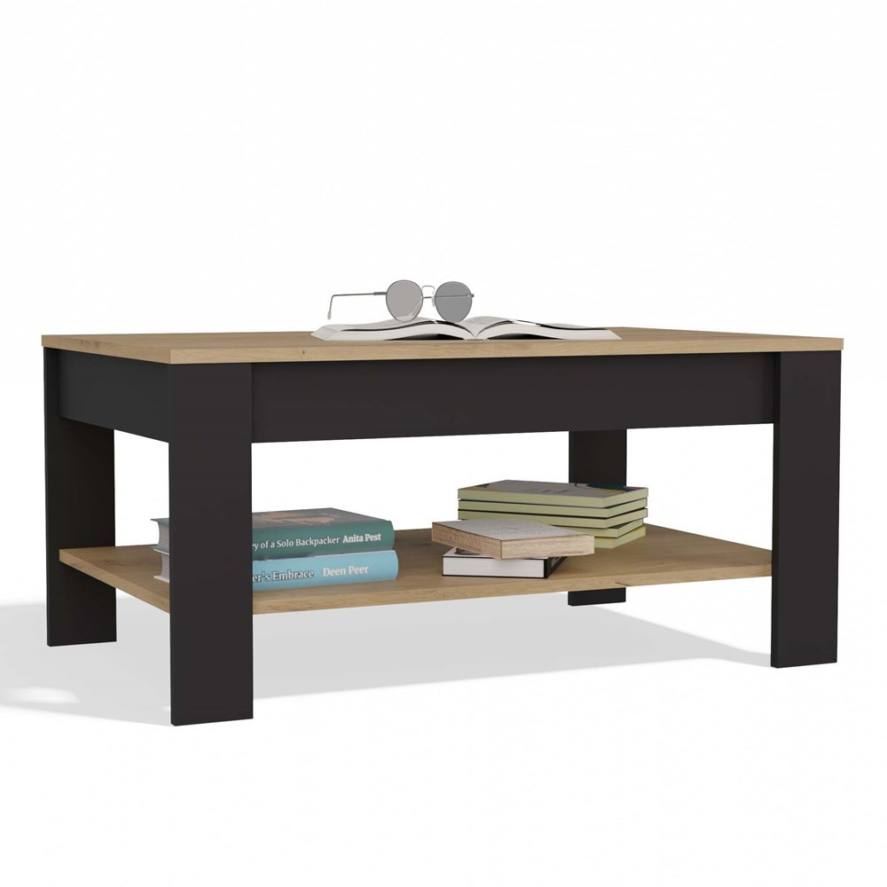 Stolik Kawowy Topeshop OHIO dąb artisan czarny 93x58x43,5 Cm