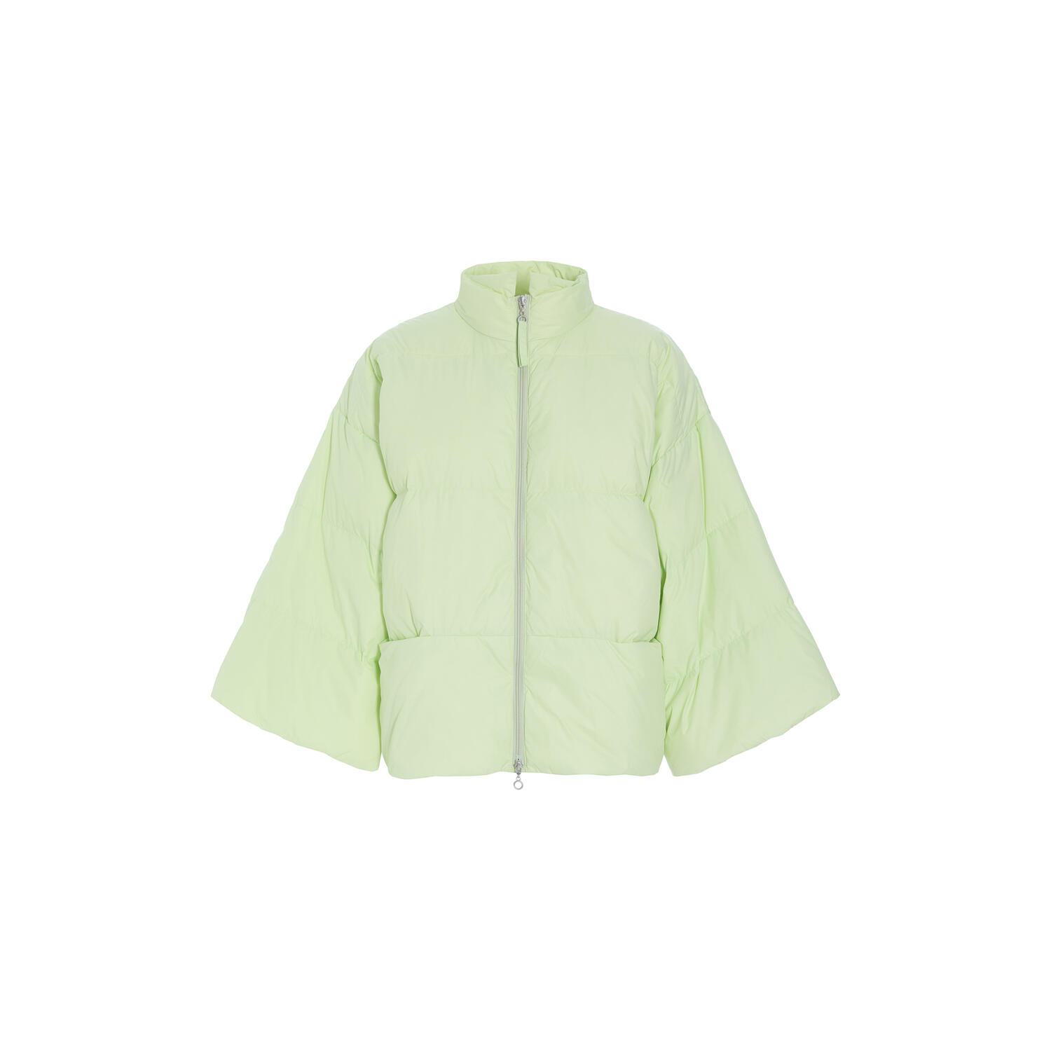Feather down jakke med krave, lime cream