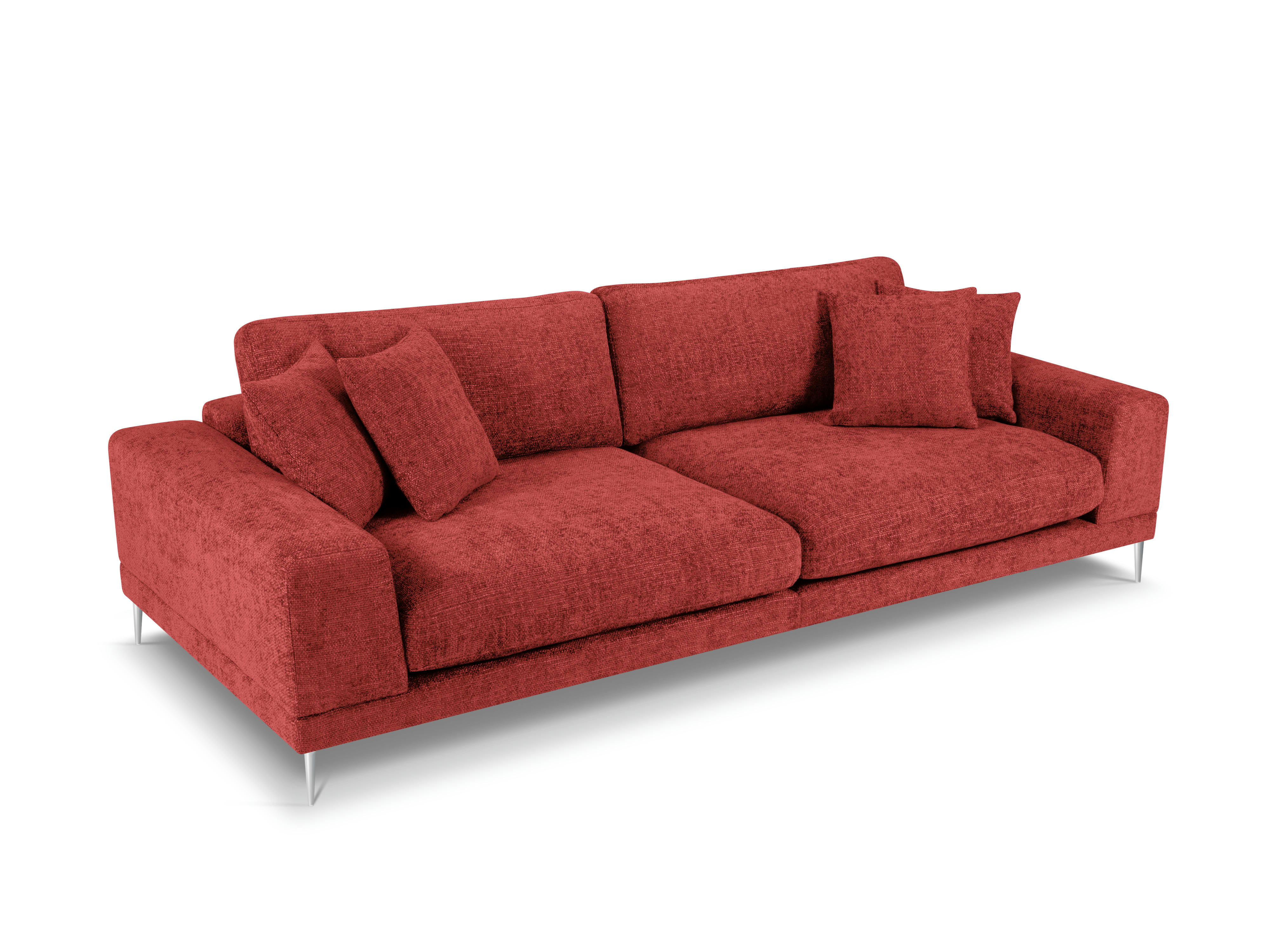 JOG - Canapé 4 places en tissu structuré rouge