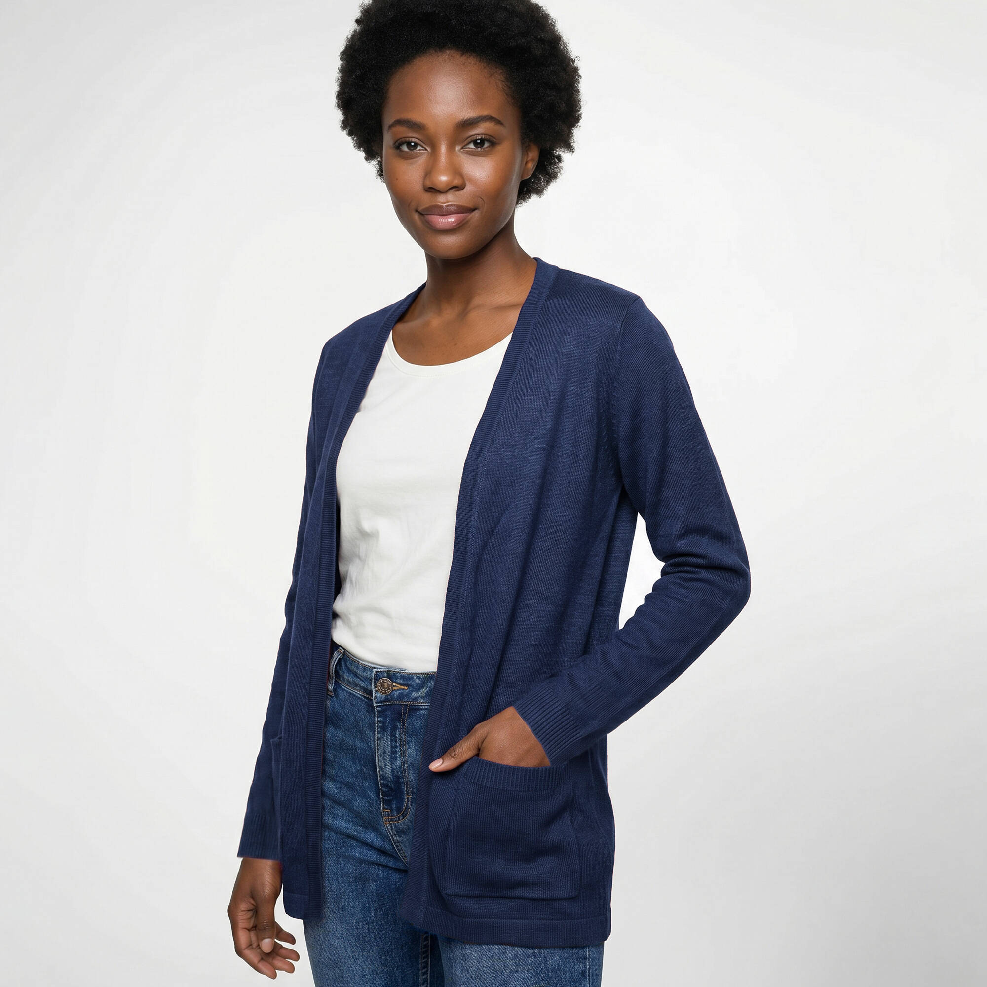 Gilet porter ouvert, maille toucher doux