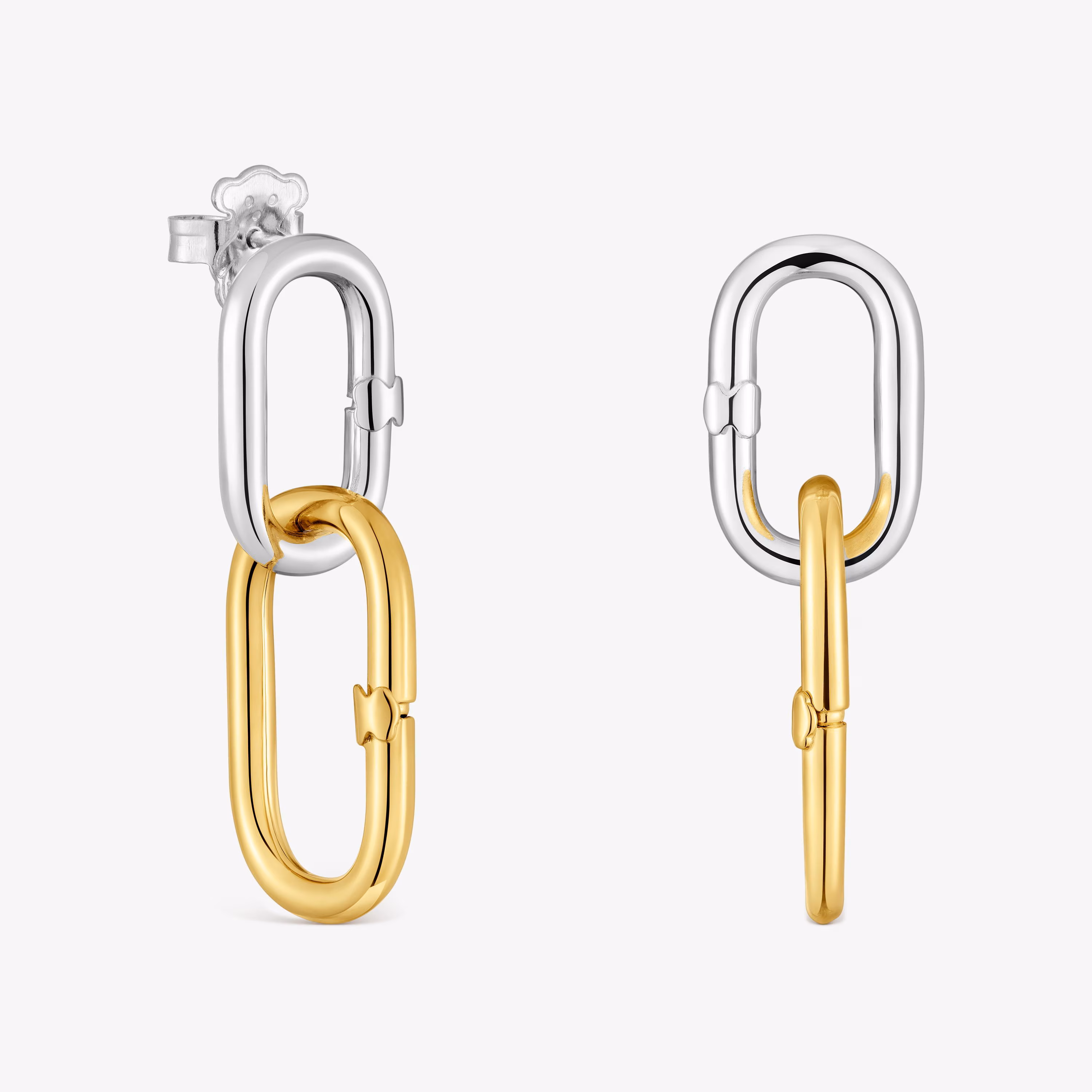 Pendientes largos bicolor Hold Oval
