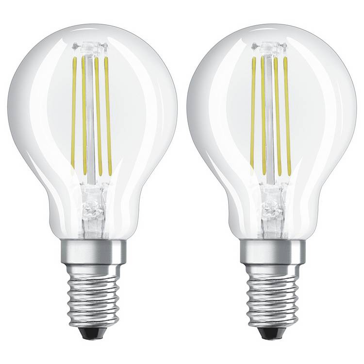 Osram 4W Filament LED Glass Globe SES Bulb - Twin Pack