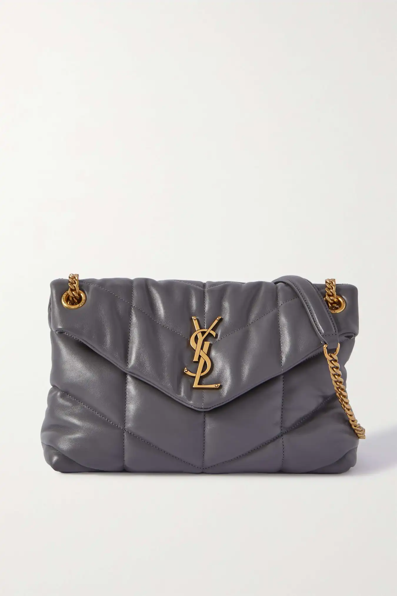 Saint Laurent Loulou Puffer small quilted leather shoulder bag grey