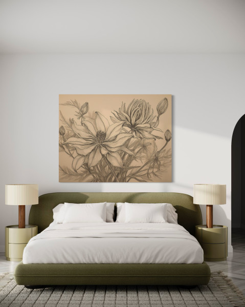Feeby Obraz na płótnie, Kwiaty Rośliny Beżowy 60x40