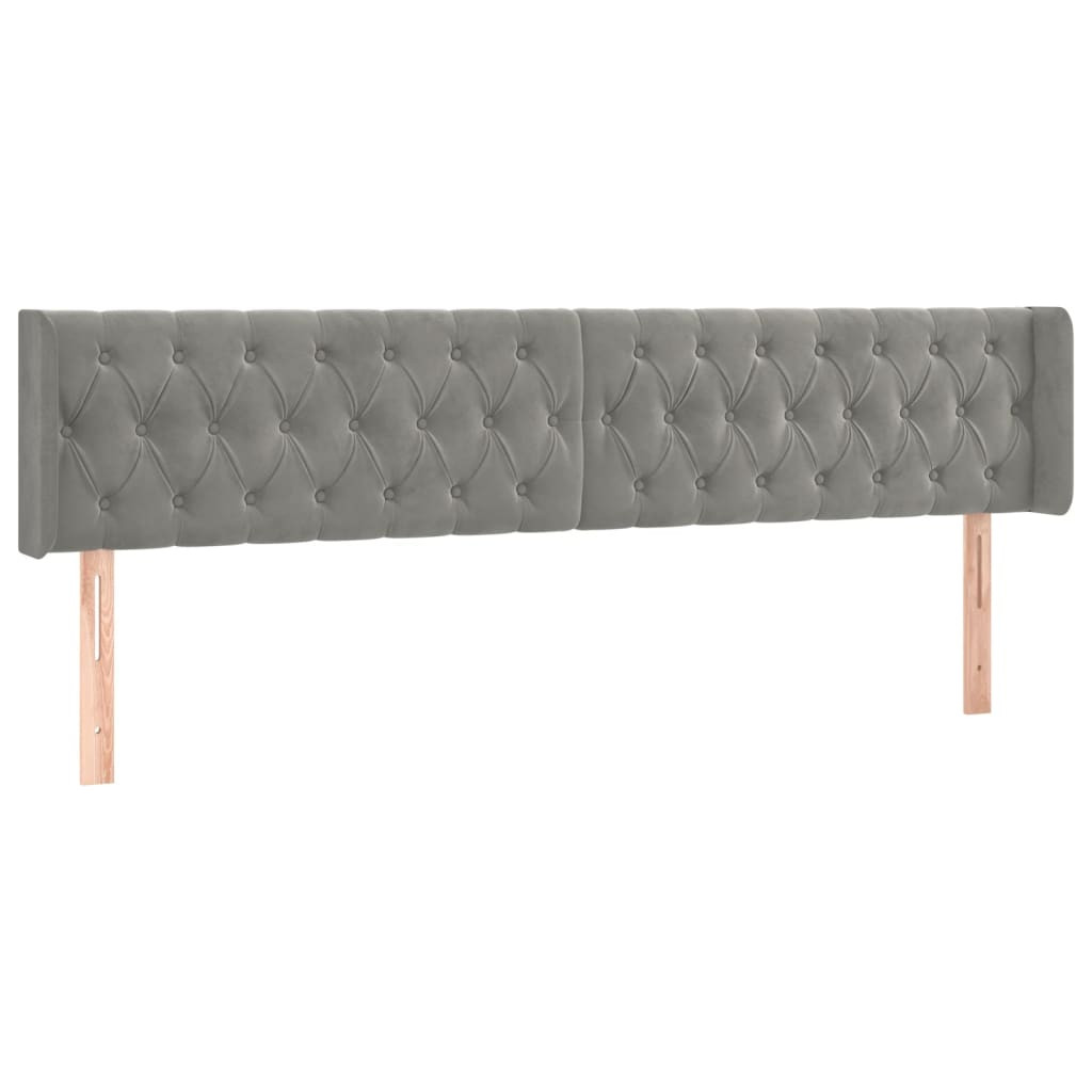 Wezgłowie Szary 203 x 16 x 78/88 cm Aksamit vidaXL