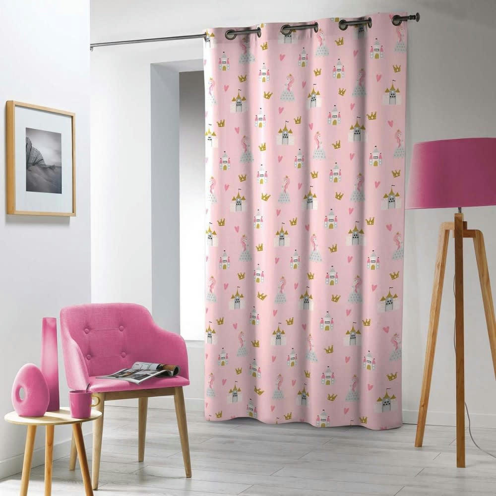 HERMINE - Rideau microfibre rose 140x240cm