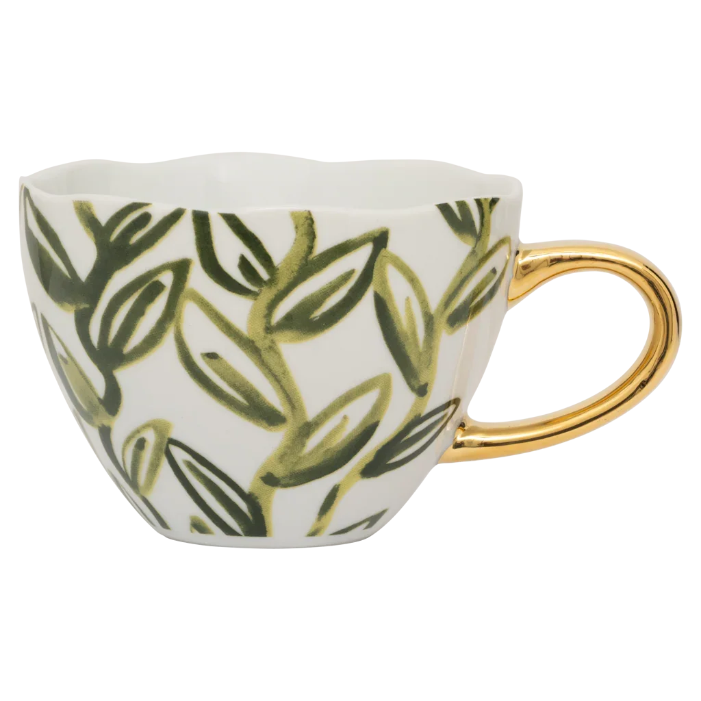 Urban Nature Culture Good Morning kopje Cappuccino/Tea Leaves - Evergreen Sprig - 11x8cm
