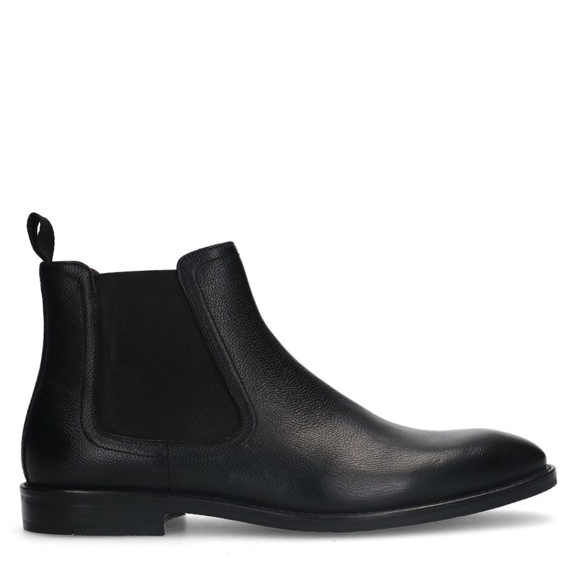 Manfield Zwarte leren chelsea boots