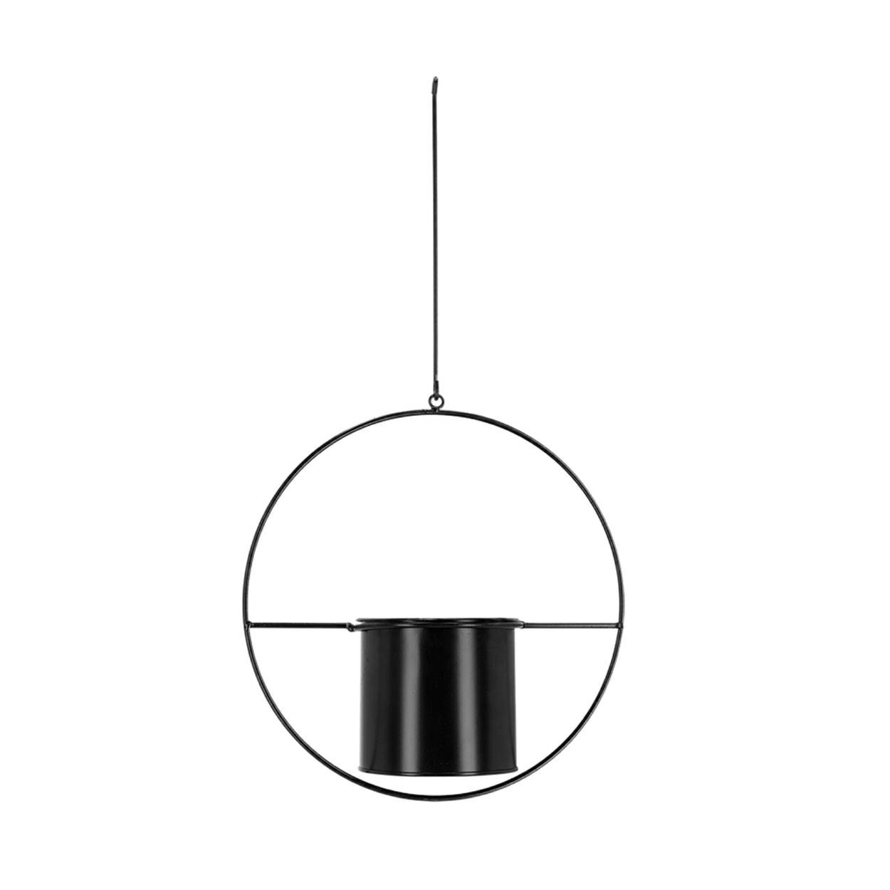 Wisząca metalowa doniczka czarna geometryczna na łańcuszku Esschert Design