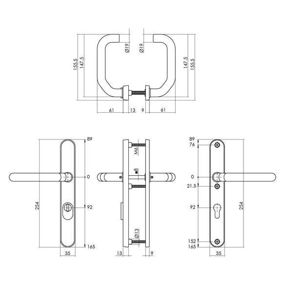 Schutzbeschlag, Kernziehschutz PZ 92 mm Schmall Drücker/Drücker