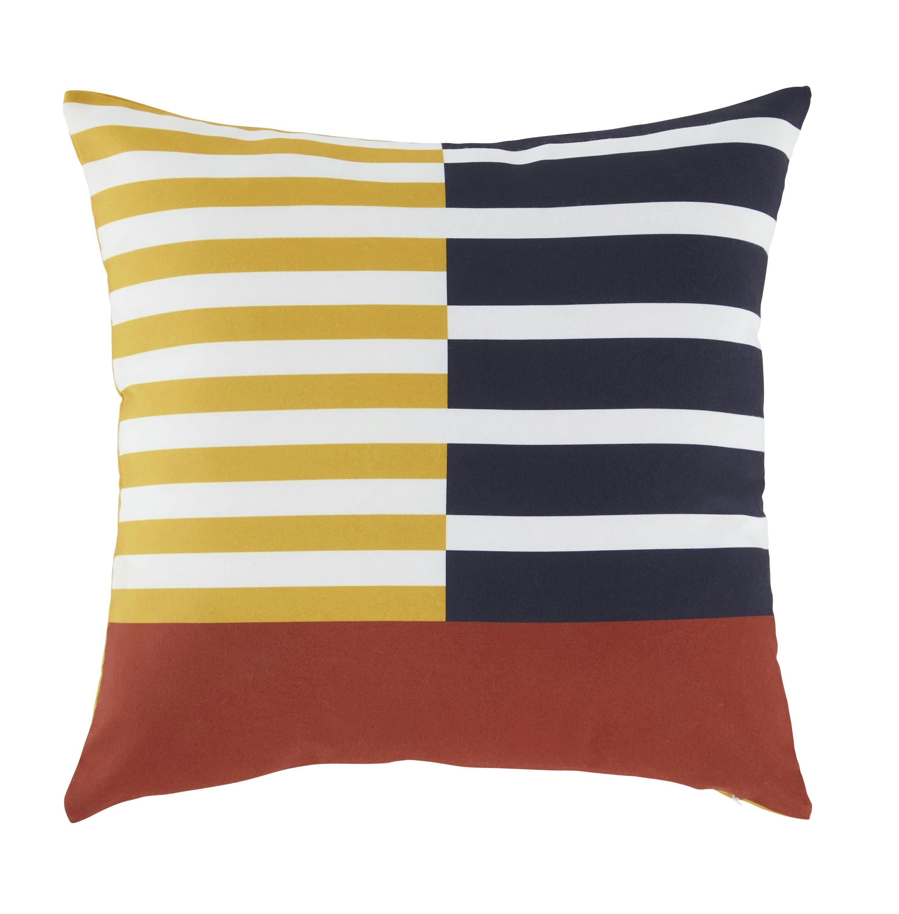 PATXI - Coussin d'extérieur tissé motifs graphiques multicolores 45x45