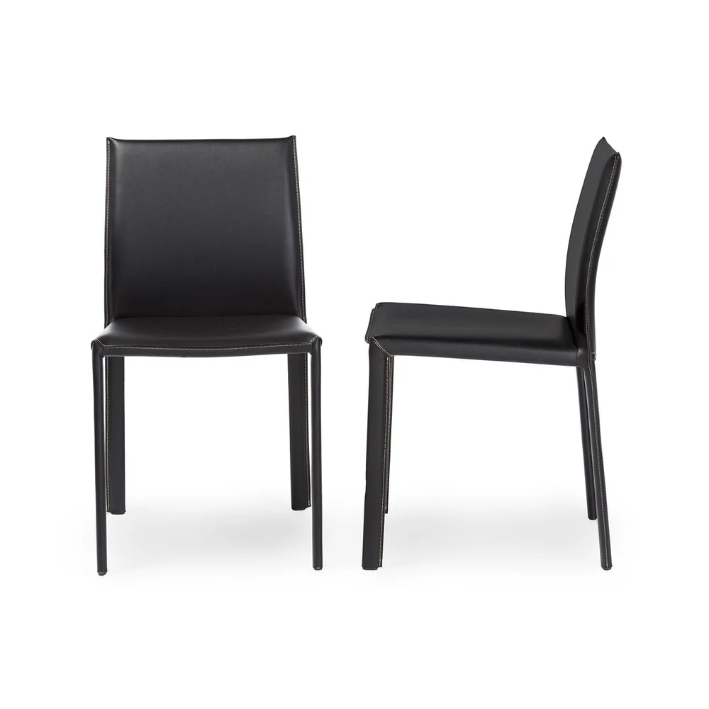 Modern Black Faux Leather Dining Chair 2-Piece Set by Baxton Studio