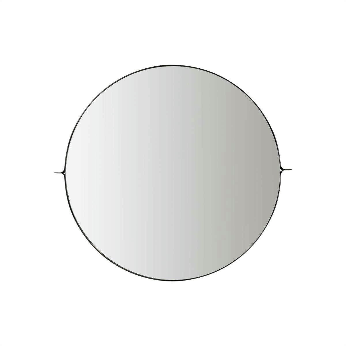 MIRA - Miroir mural noir en acier inoxydable Ø80xH2,5cm