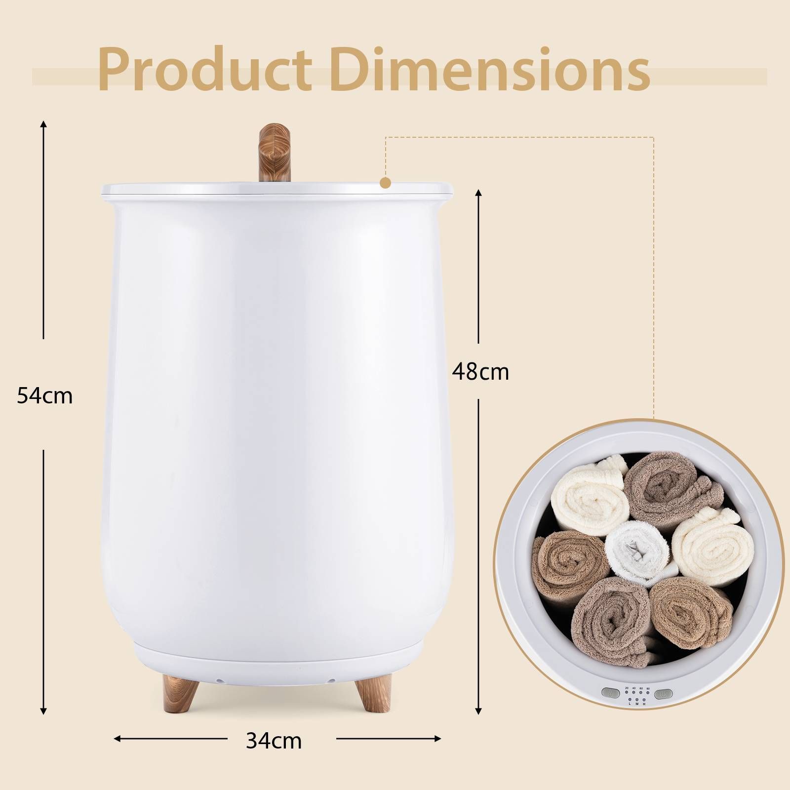 Costway 20L Large Luxury Bucket-Style Towel Warmer w/Fragrant Disc Holder