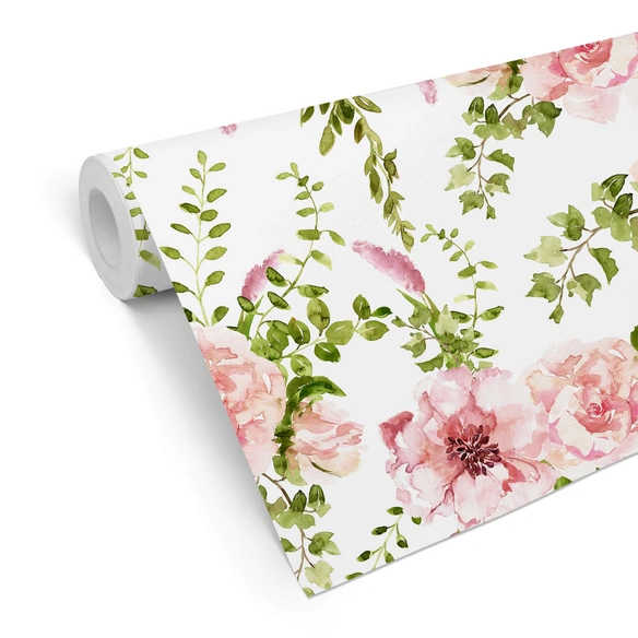 Vliestapete »Vintage Vliestapete«, Rosa Frühling Floral, mehrfarbig, matt