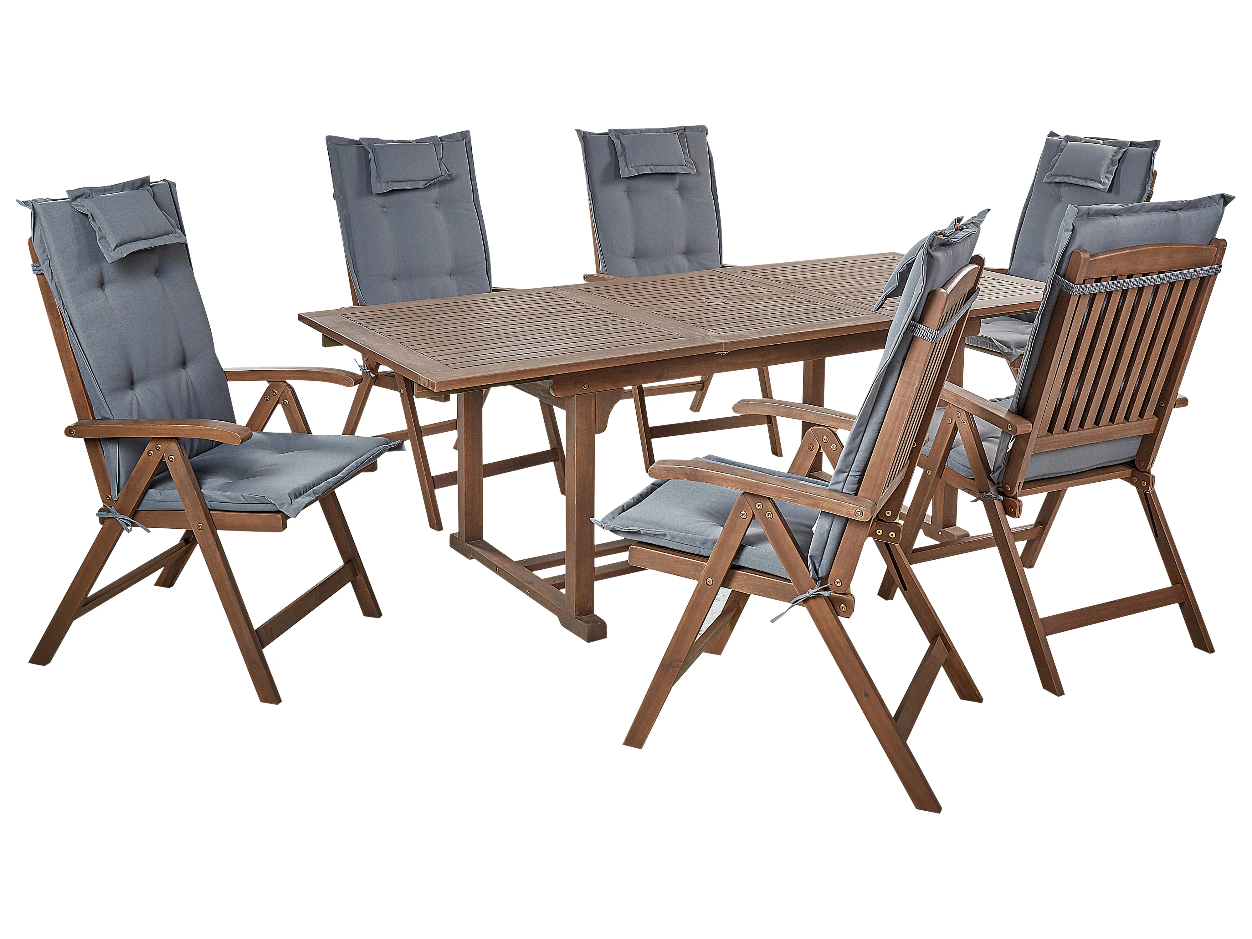 Garden Dining Set 6 Seater AMANTEA with Cushions Acacia Wood Grey