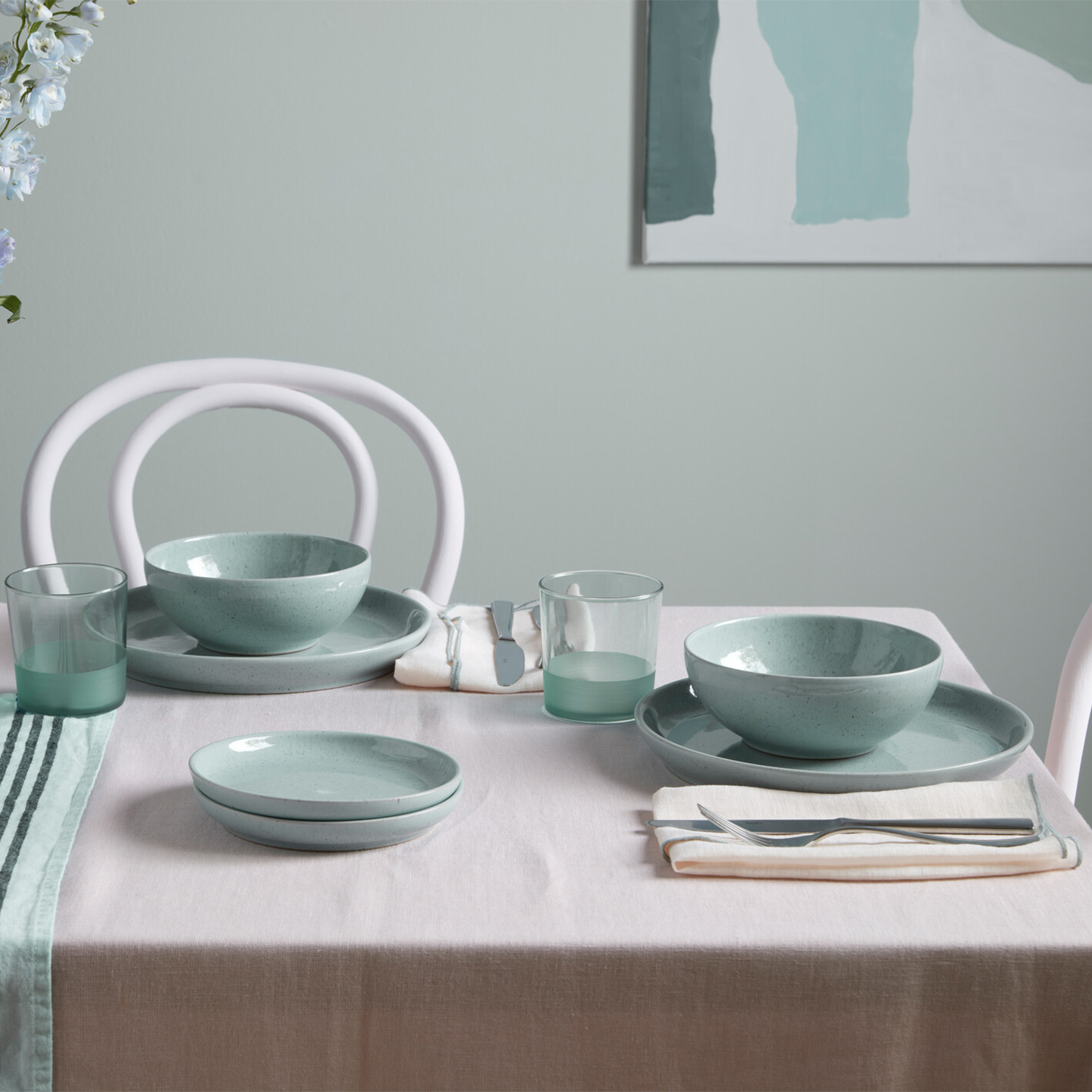 Teal Speckle Cereal Bowls - Set Of 4