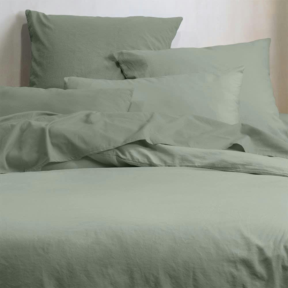 HORIZON - Housse de couette unie en coton bio kaki 240 x 260