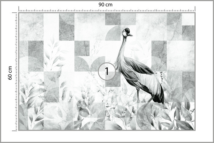 Fototapeta Żuraw Pośród Liści W Styl Retro 90x60cm