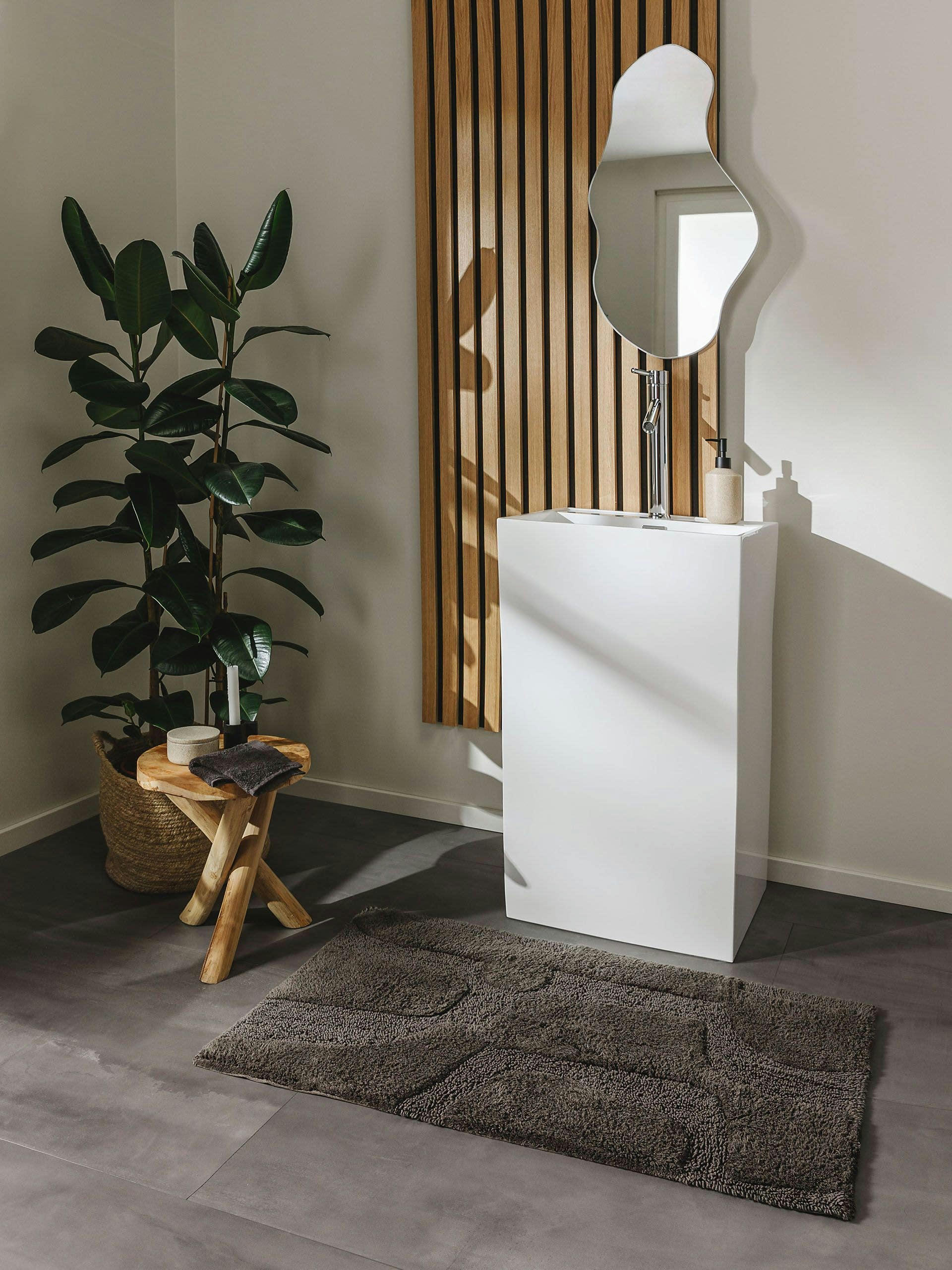 NEHIR - Tapis de Bain gris 50x80