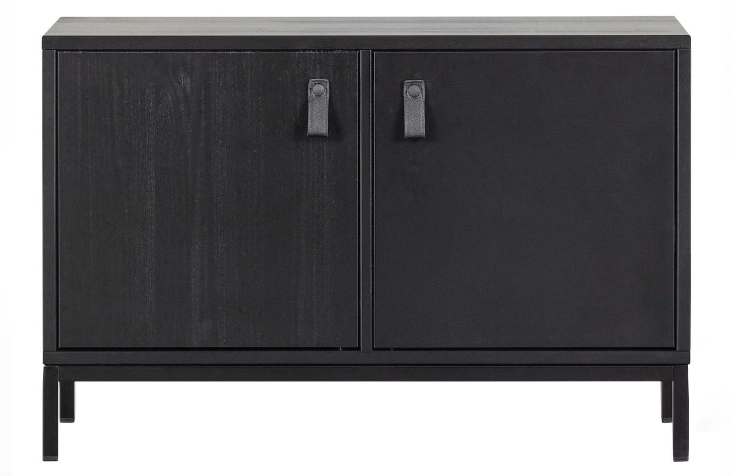 VT - Buffet bas 2 niches 81x35x41 cm en bois de pin noir - KARGO
