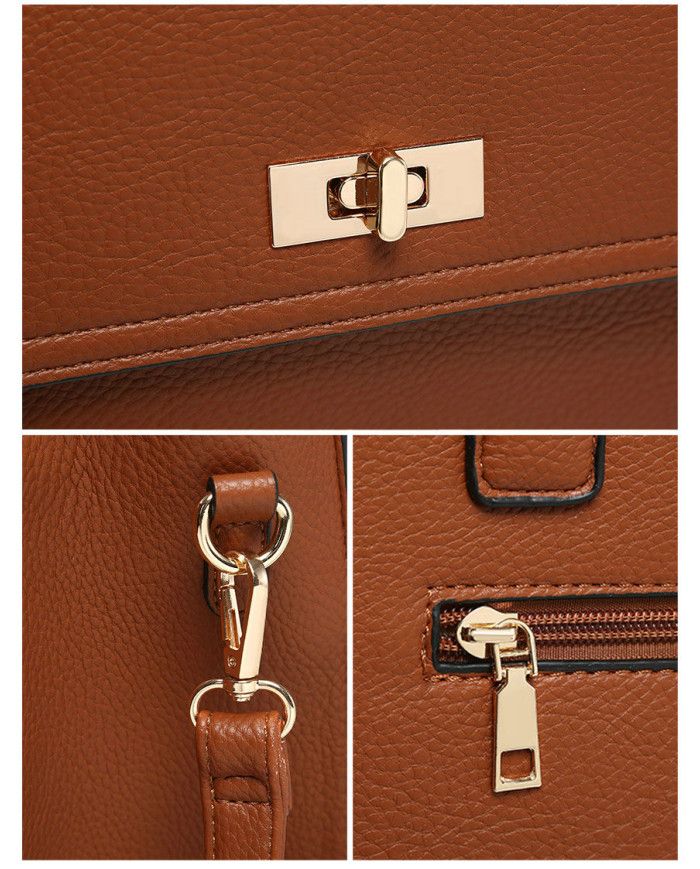 JFY Twist Lock Pocket Top Zipped Tote Bag