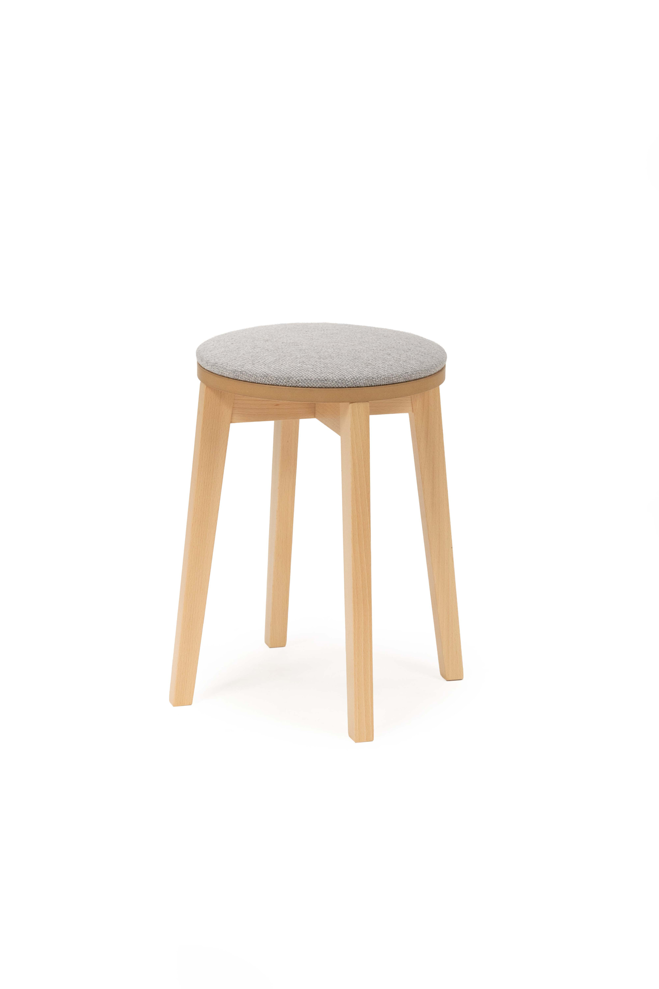 Taboret tapicerowany tkanina do wyboru nogi buk naturalny
