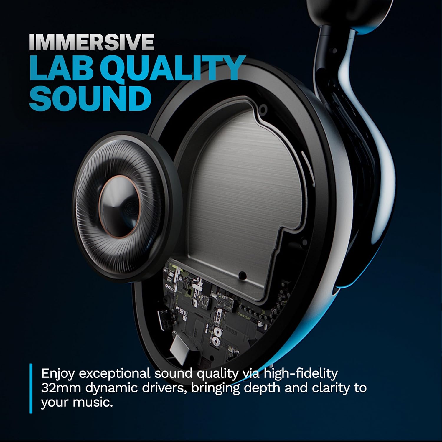 JLab, Epic Lux Lab Edition, Wireless Over Ear Headphones, Active Noise Cancelling, Hi-Res Audio, Graphite