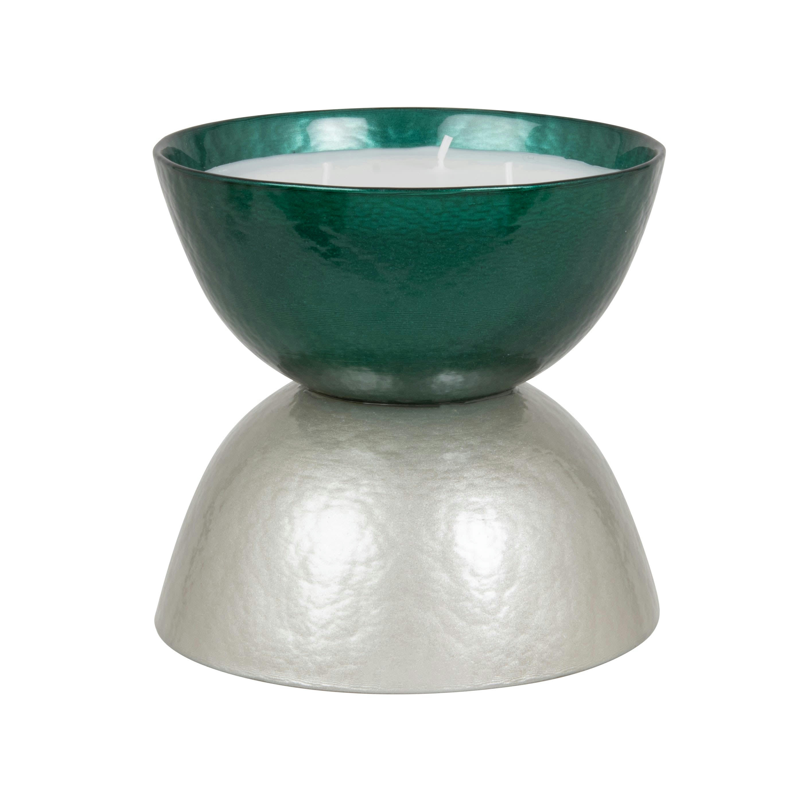 AMPHITRITE - Bougie parfumée en verre argenté et vert