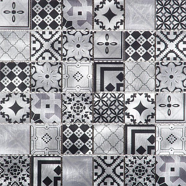 Mosaique d'aluminium brosse 4.8X4.8 cm Decor Patchwork Contemporain - vendu par plaque de 30 X 30 cm -