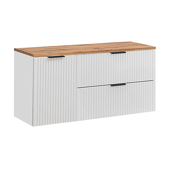 Meuble sous-vasque 120cm panier à linge Adriel Blanc