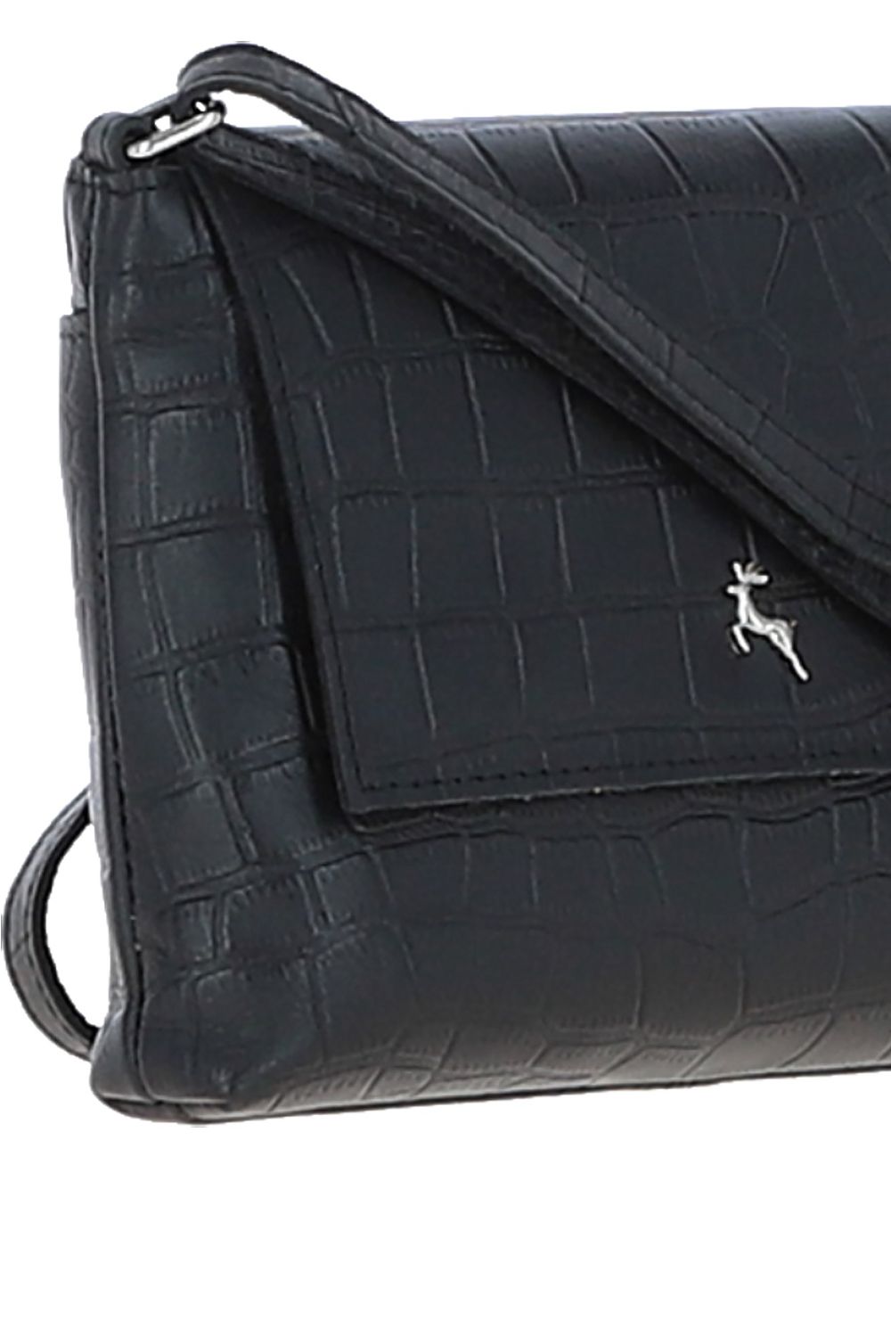 Ashwood Leather Rosea' Flap Over Croc Print Real Leather Shoulder Bag